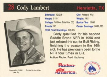 1991 Rodeo America Set B #28 Cody Lambert Back